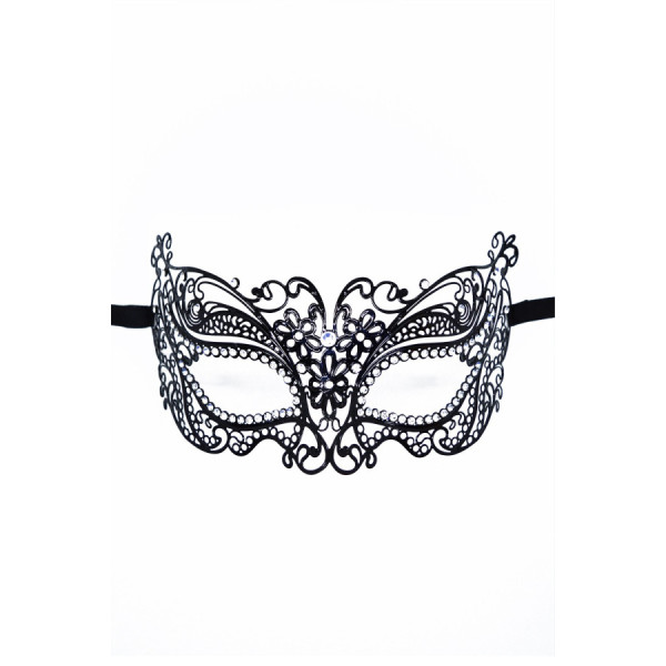 Masque vénitien Alba rigide noir avec strass  